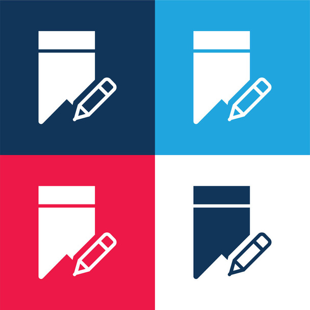 Segnalibro blu e rosso set di icone minime a quattro colori - Vettoriali, immagini