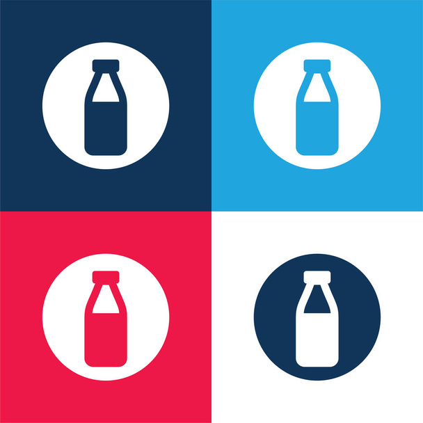 Alérgenos Leite azul e vermelho conjunto de ícones mínimos de quatro cores - Vetor, Imagem