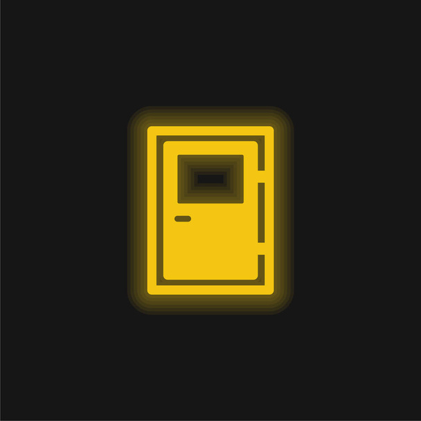 Nagy Ajtó sárga izzó neon ikon - Vektor, kép