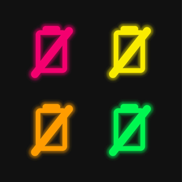 Akkumulátor négy színű izzó neon vektor ikon - Vektor, kép