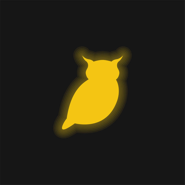 Gran búho amarillo brillante icono de neón - Vector, Imagen