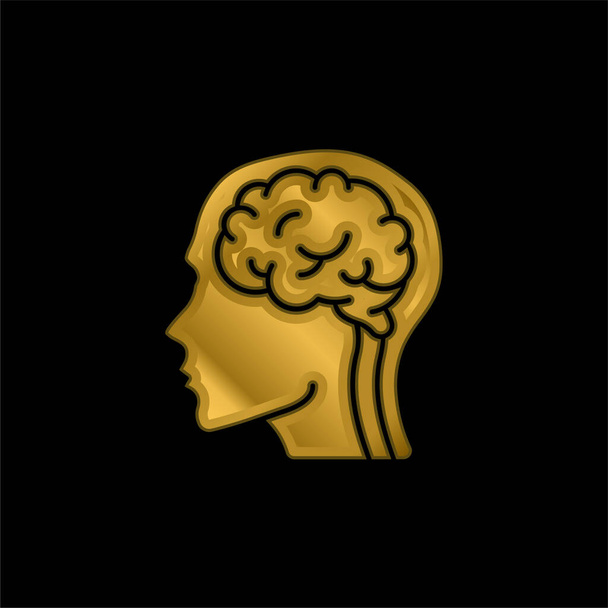Aivot kullattu metallinen kuvake tai logo vektori - Vektori, kuva