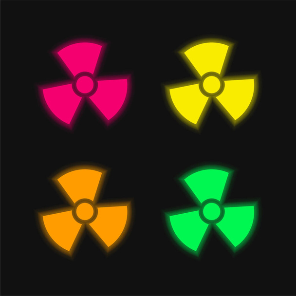 Warnsymbol vier Farben leuchtende Neon-Vektor-Symbol - Vektor, Bild