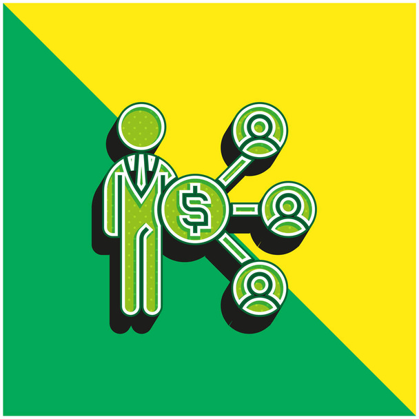 アフィリエイトグリーンと黄色のモダンな3Dベクトルアイコンのロゴ - ベクター画像