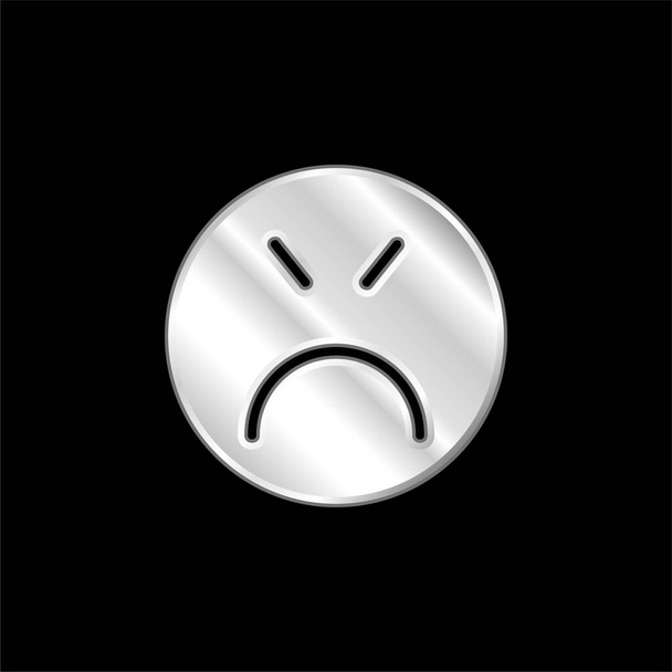 Icono metálico plateado enojado - Vector, imagen