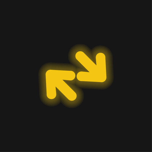 黄色の輝くネオンのアイコンの矢印カップル - ベクター画像