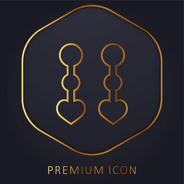Bride Earings golden line premium logo or icon - Vector, Image