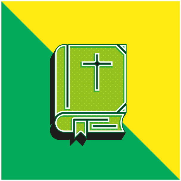 Raamattu Vihreä ja keltainen moderni 3d vektori kuvake logo - Vektori, kuva
