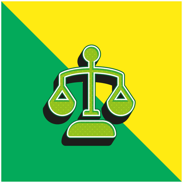 Balance Scale Vihreä ja keltainen moderni 3d vektori kuvake logo - Vektori, kuva