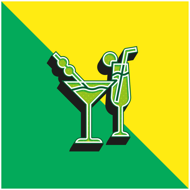 Napoje Zielony i żółty nowoczesny ikona wektora 3D logo - Wektor, obraz