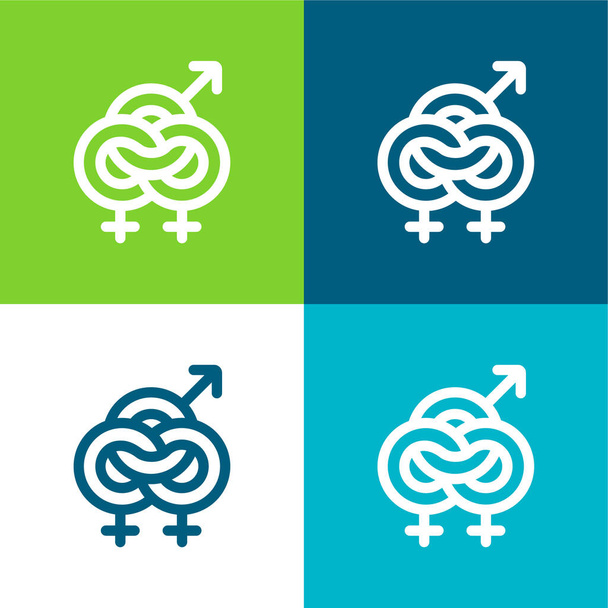 Bisexuell Flache vier Farben minimales Symbol-Set - Vektor, Bild