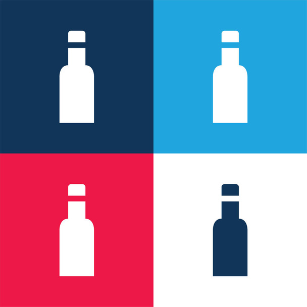 Bottiglia nera Contenitore blu e rosso set di icone minime a quattro colori - Vettoriali, immagini