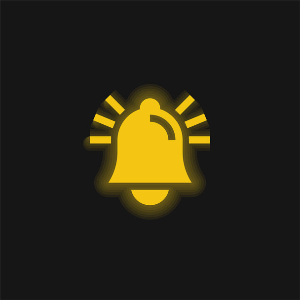 Alarme amarelo brilhante ícone de néon - Vetor, Imagem