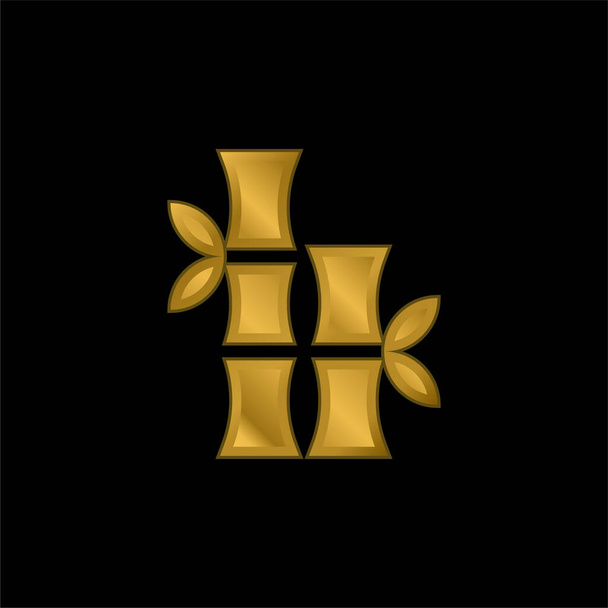 icône métallique plaqué or bambou ou vecteur de logo - Vecteur, image