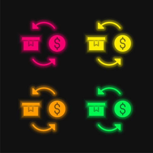 Pole cztery kolor świecący neon wektor ikona - Wektor, obraz