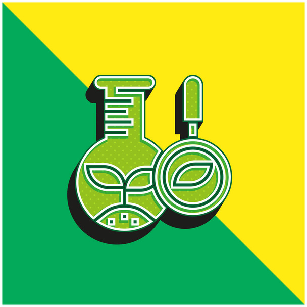 Biologie Grünes und gelbes modernes 3D-Vektor-Symbol-Logo - Vektor, Bild
