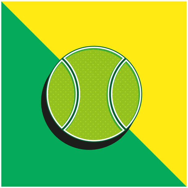 Big Tennis Ball Logo vectoriel 3D moderne vert et jaune - Vecteur, image