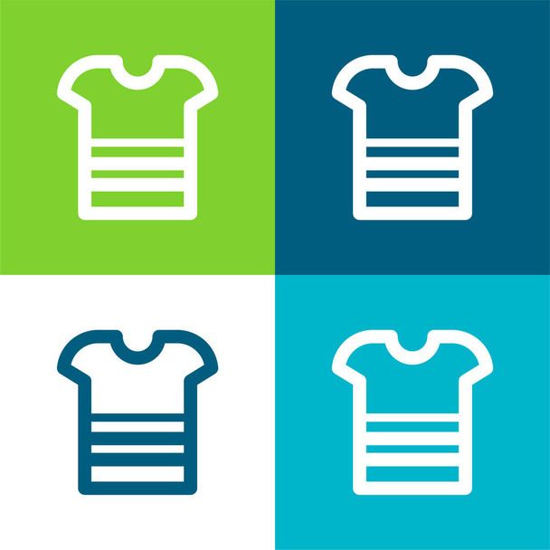 Boy Shirt Επίπεδη τέσσερις χρώμα minimal εικονίδιο σύνολο - Διάνυσμα, εικόνα