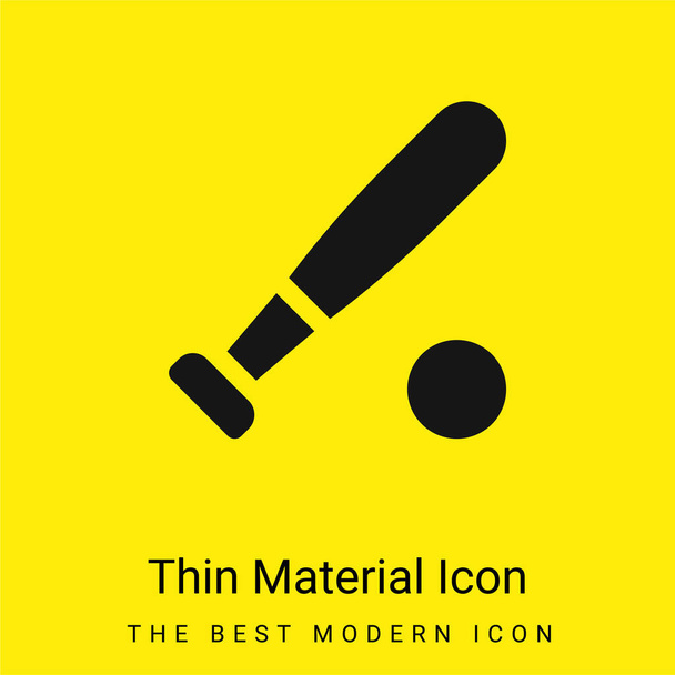 Bate de béisbol mínimo icono de material amarillo brillante - Vector, Imagen