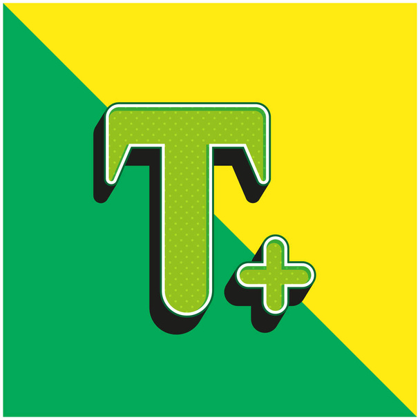 Adicionar texto verde e amarelo moderno logotipo vetor 3d ícone - Vetor, Imagem