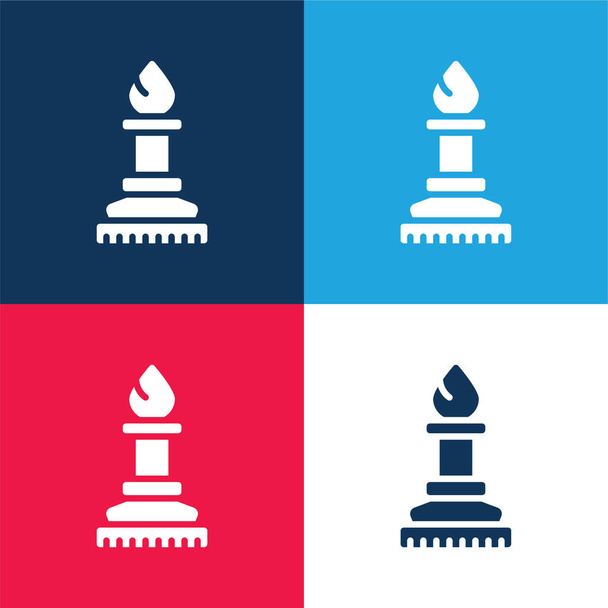 Biskup modrá a červená čtyři barvy minimální ikona nastavena - Vektor, obrázek