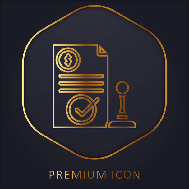 Logotipo o icono premium de línea dorada aprobado - Vector, imagen