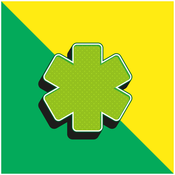 アスタリスク緑と黄色の現代的な3Dベクトルアイコンのロゴ - ベクター画像