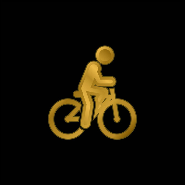 自転車ゴールドメッキ金属アイコンやロゴベクトル - ベクター画像