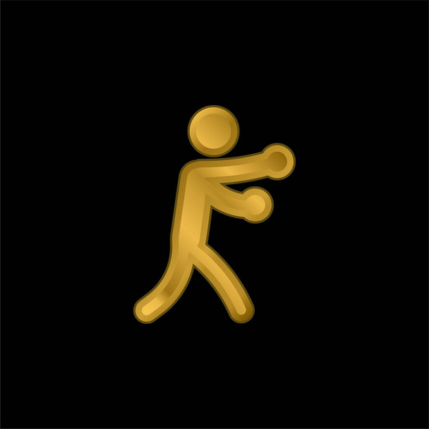 Boxeo chapado en oro icono metálico o logo vector - Vector, imagen