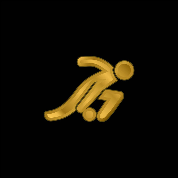 Kręgielnia złocona metaliczna ikona lub wektor logo - Wektor, obraz
