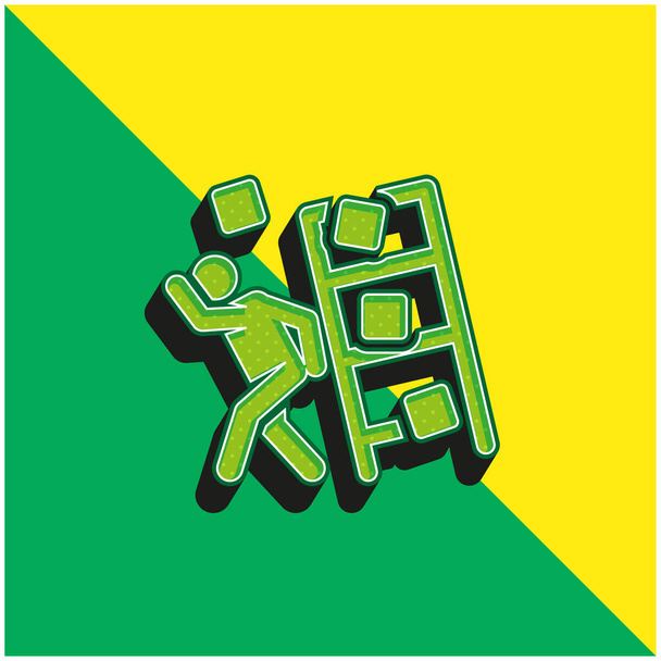 Accidente verde y amarillo moderno 3d vector icono logotipo - Vector, imagen