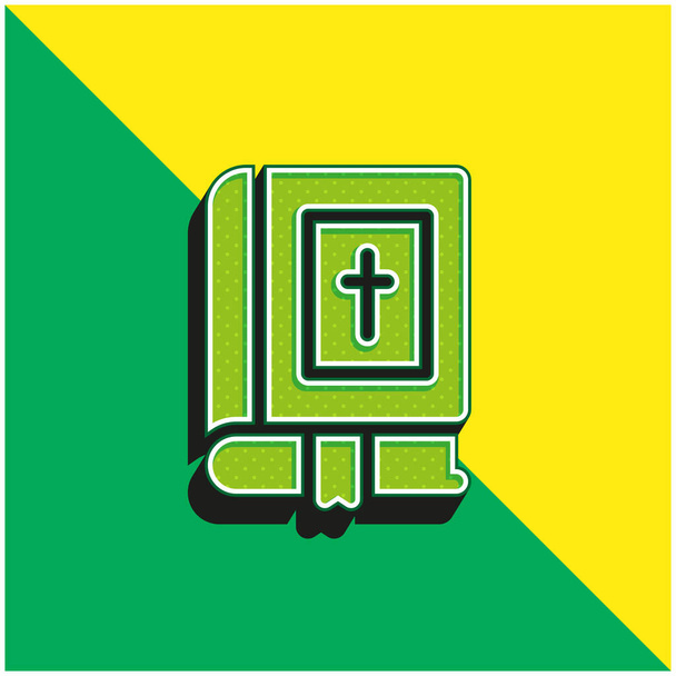Biblia Gdańska Zielona i żółta nowoczesna ikona wektora 3D - Wektor, obraz