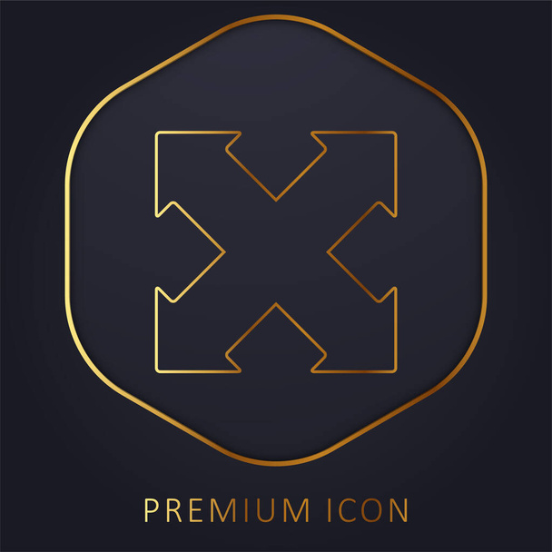 Nyilak kereszt mutató Four Directions arany vonal prémium logó vagy ikon - Vektor, kép