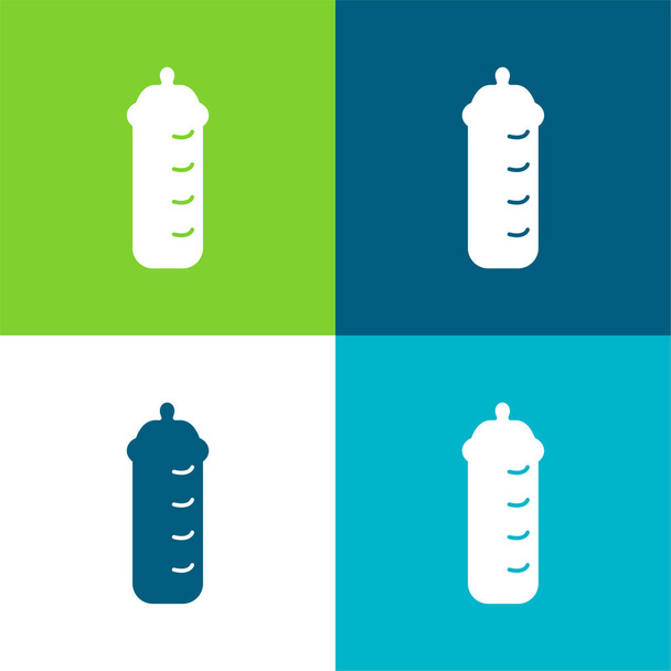 Baba palack fekete változatban Lapos négy szín minimális ikon készlet - Vektor, kép