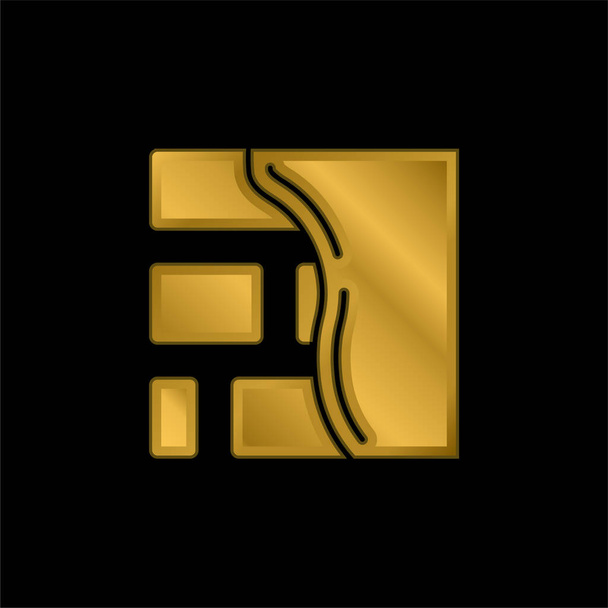 Ziegelwand vergoldet metallisches Symbol oder Logo-Vektor - Vektor, Bild