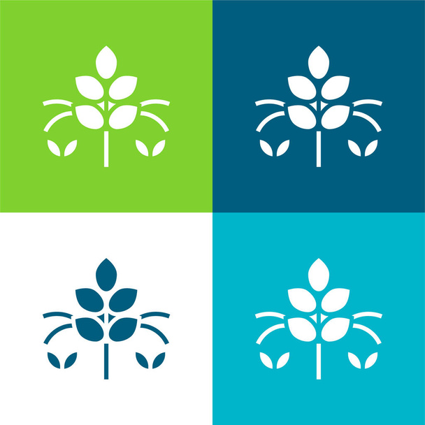 Agronomie Flache vier Farben minimales Symbol-Set - Vektor, Bild