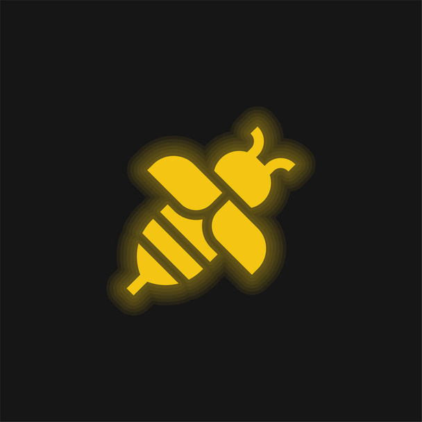 Abeja amarillo brillante icono de neón - Vector, imagen