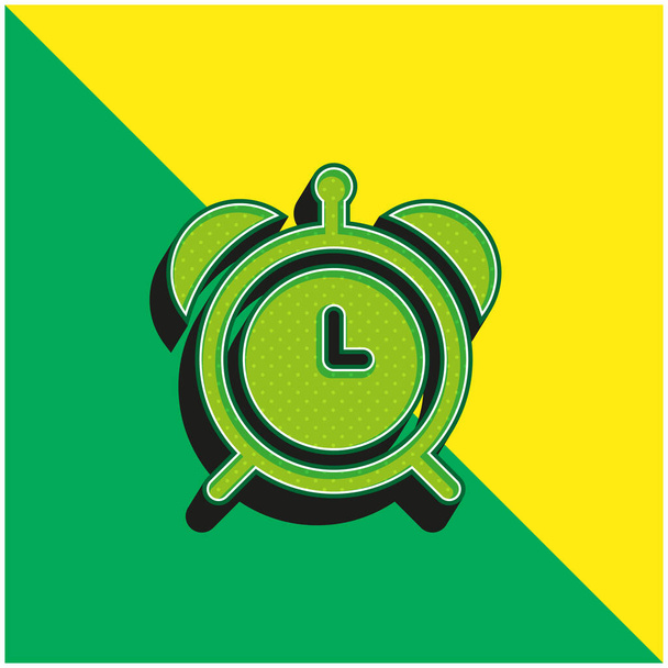 Hälytyskello Vihreä ja keltainen moderni 3d vektori kuvake logo - Vektori, kuva