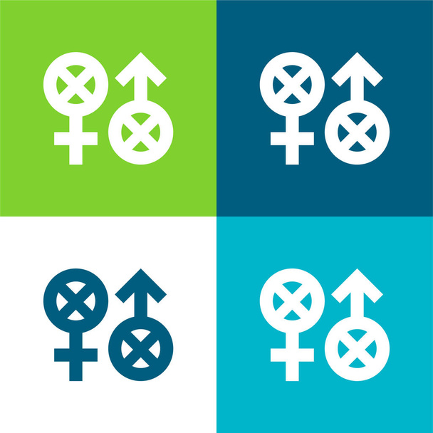 Bifóbia Lapos négy szín minimális ikon készlet - Vektor, kép