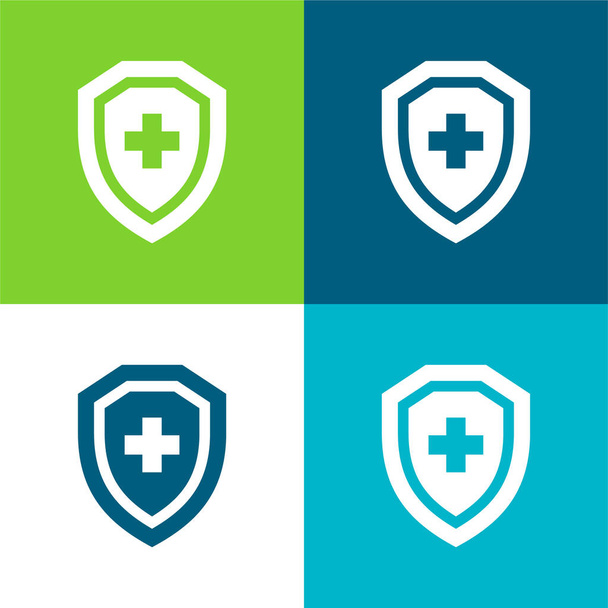 Antivirus Flat conjunto de iconos mínimo de cuatro colores - Vector, imagen