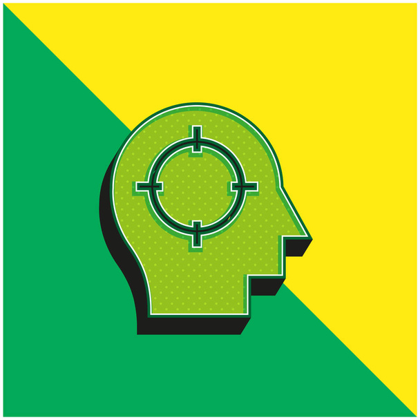 Beyin Yeşili ve Sarı Modern 3D vektör simgesi logosu - Vektör, Görsel