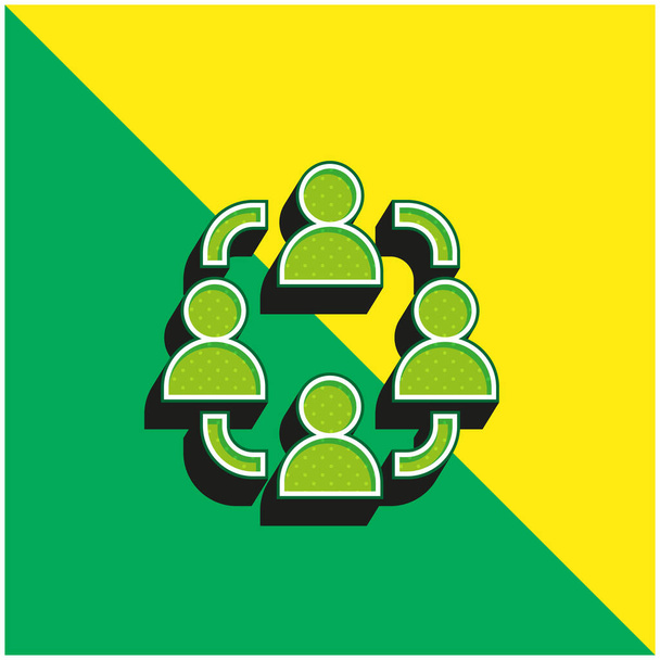 アフィリエイトマーケティンググリーンと黄色のモダンな3Dベクトルアイコンのロゴ - ベクター画像