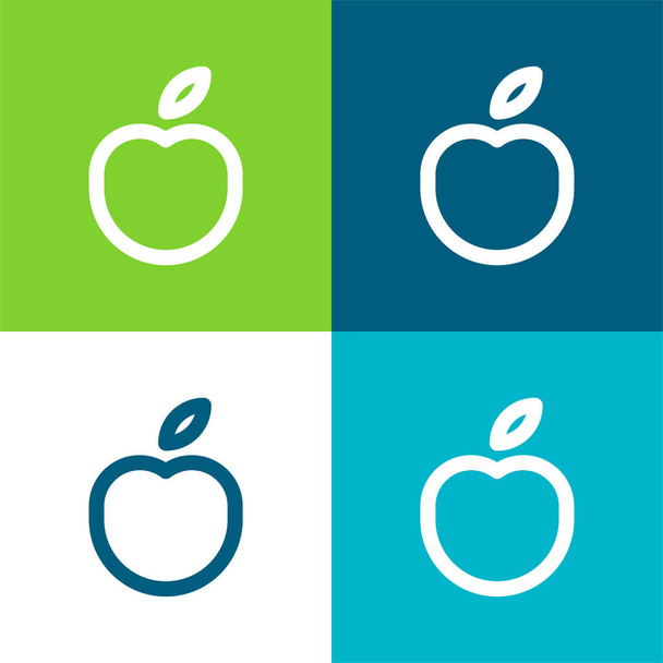 Apple Flat négy szín minimális ikon készlet - Vektor, kép