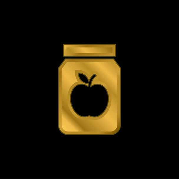 Manzana Jam chapado en oro icono metálico o logo vector - Vector, Imagen