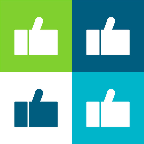 Black Thumb Up Set di icone minime piatte a quattro colori - Vettoriali, immagini