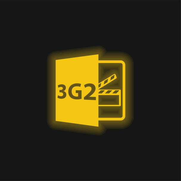 3G2 Abrir formato de archivo amarillo brillante icono de neón - Vector, imagen