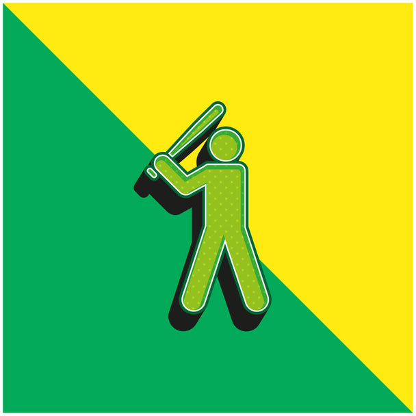 Baseball Player Vihreä ja keltainen moderni 3d vektori kuvake logo - Vektori, kuva