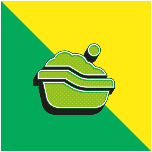 赤ちゃん浴槽緑と黄色の現代的な3dベクトルアイコンのロゴ - ベクター画像