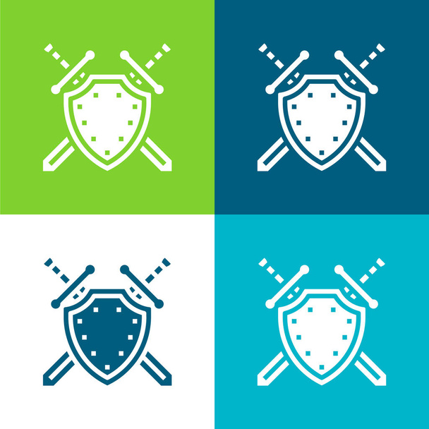 Antivirus Set di icone minime a quattro colori piatti - Vettoriali, immagini