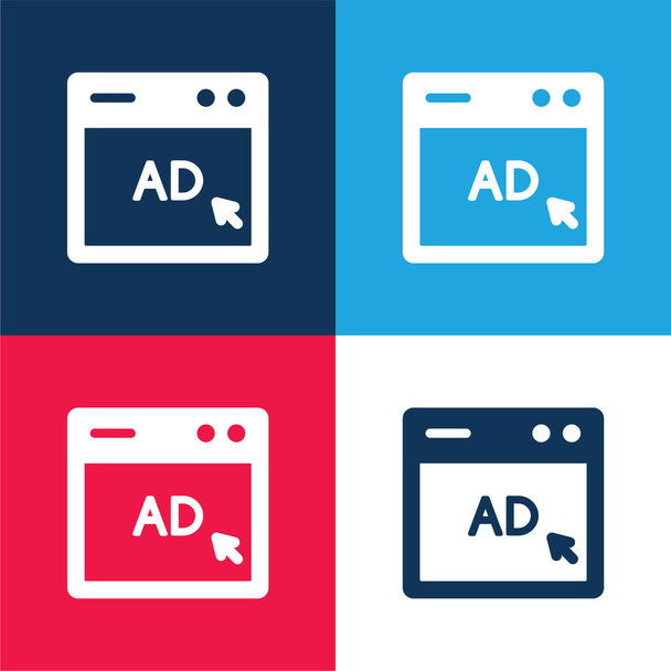 Application AD blue and red four color minimal icon set - Vector, Image